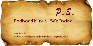 Podhorányi Sándor névjegykártya