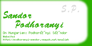 sandor podhoranyi business card